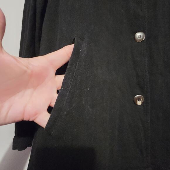 Umgee Linen Blend Jacket Womens MED Black Pockets Frayed Lagenlook Artsy Boho - Picture 4 of 11